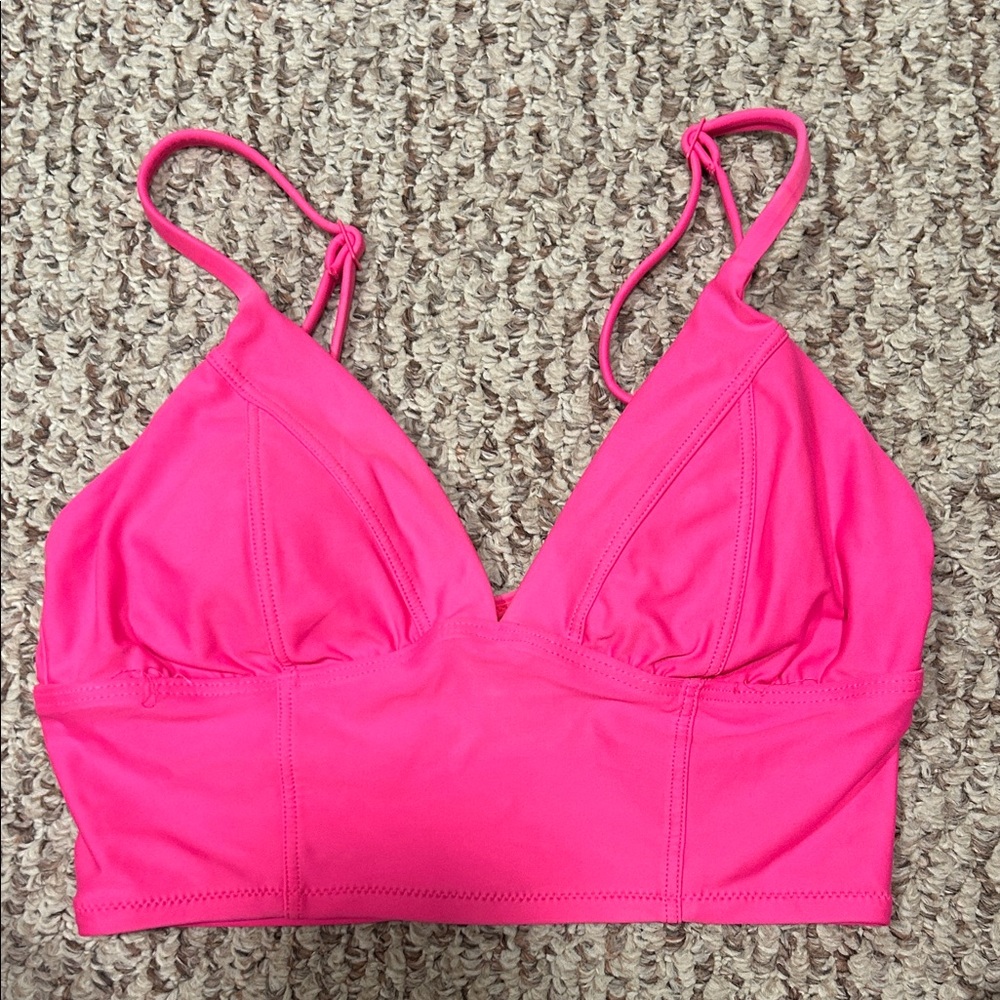 Aerie Bright Pink v neck bikini top